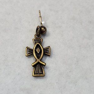 Unisex - Bronze - Cross Single Earring